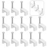 Cable Clips Nail in Cable Clips 100 Pcs 8mm Flat Ethernet Cable Wall Clips Cable Tacks Coax Cable Clip Speaker Wire Clips Cable Nails for Cords Cat5/Cat5e/Cat6/Cat7 RJ45 Cord Clips view 1