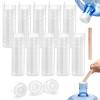 Jucoan 100 Pack 3 and 5 Gallon Water Bottles Caps, Reusable Water Jug Replacement Cap Non Spill Snap on Cap for 55mm Water Bottles, with Wooden Opener Stick, Easy to Replace view 1