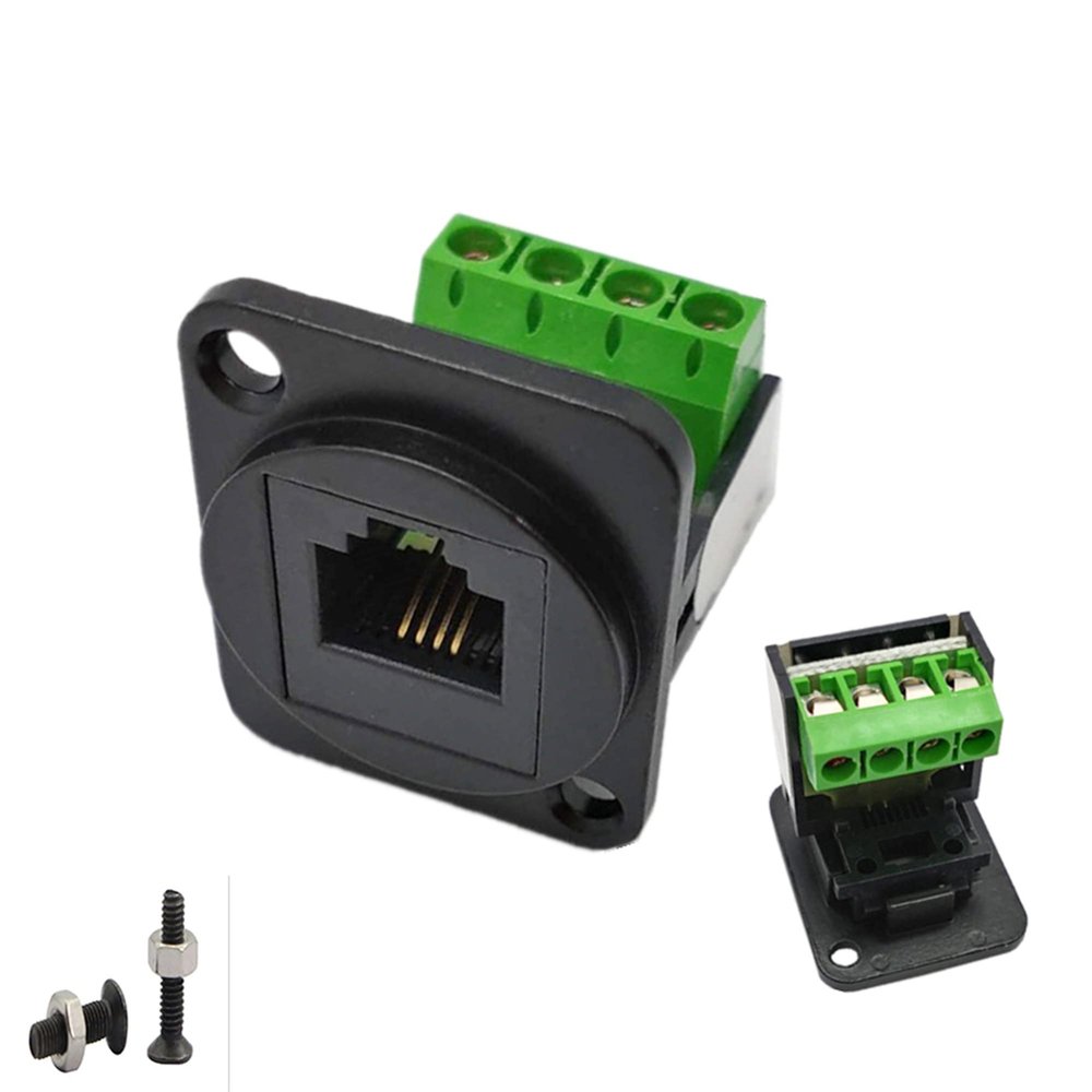 SHANFEILU RJ11 6P4C D-Type Panel Mount Ethernet Extender CAT3 Terminal Solderless Adapter D-Type Keystone Telephone Jack Connector with Screw Black