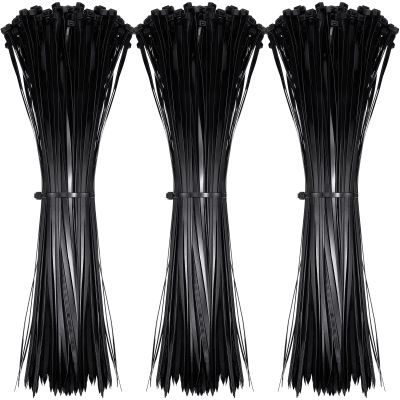 200 Pieces Large Cable Ties 24 Inch Heavy Duty Nylon Zip Ties with 175 Pounds Tensile Strength Self Locking UV Resistant for Indoor and Outdoor Use(Black)