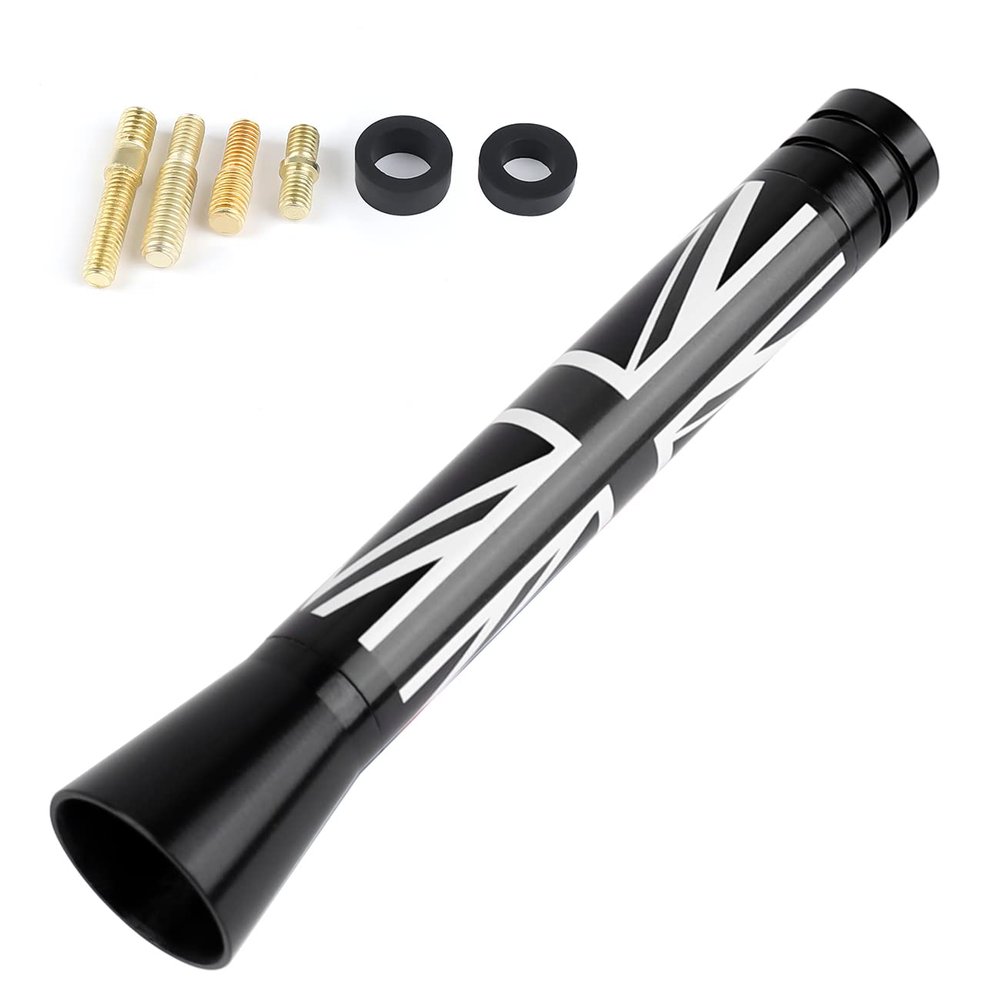 Universal Replacement Car Antenna Auto Roof FM Radio Antenna for Mini Cooper One S JCW R55 R56 R60 F55 F56 F54 F60 Countryman Accessories (3 inches, Union Jack Gray/Black)