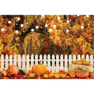 DORCEV 12x8ft Autumn Harvest Backdrop Thanksgiving Pumpkins Bokeh Glitter Photography Background Fall Forest Rustic Fence Kids Birthday Party Baby Shower Decor Banner Portrait Supplies Studio Props