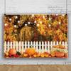 DORCEV 12x8ft Autumn Harvest Backdrop Thanksgiving Pumpkins Bokeh Glitter Photography Background Fall Forest Rustic Fence Kids Birthday Party Baby Shower Decor Banner Portrait Supplies Studio Props view 3