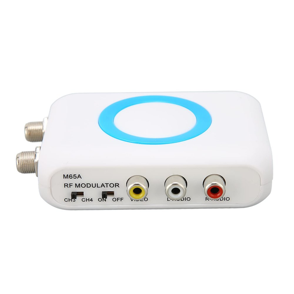 M65ANTSC RF Modulator, NTSC TV Link Modulator AV to RF Converter, VHF Demodulator Converter with Output Channel Selectable, for CATV System