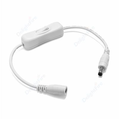 1/50pcs Light Switch ON/OFF 12V DC Female Male Power Cable 24V 5.5mm 2.1mm Jack For LED Strip Bulbs Lamp CCTV Camera - (Color: White 22AWG/ Size: 10pcs)