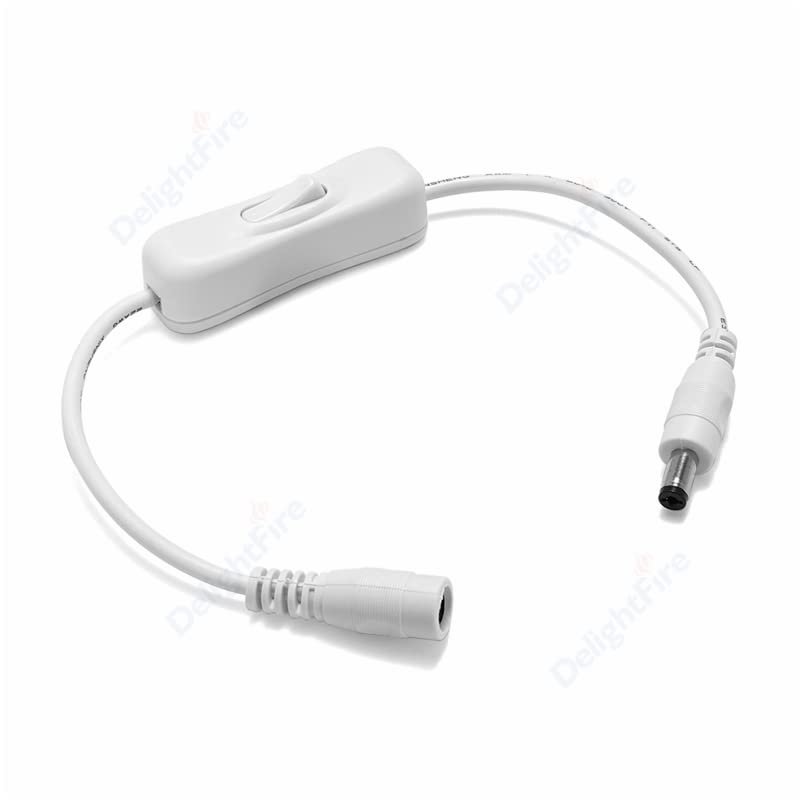 1/50pcs Light Switch ON/OFF 12V DC Female Male Power Cable 24V 5.5mm 2.1mm Jack For LED Strip Bulbs Lamp CCTV Camera - (Color: White 22AWG/ Size: 10pcs)