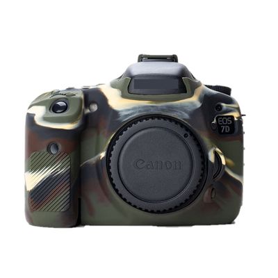 Camera Case Bag Soft Silicone Camouflage Green Shockproof Armor Skin Body Cover Protector for Canon EOS 7D Camera