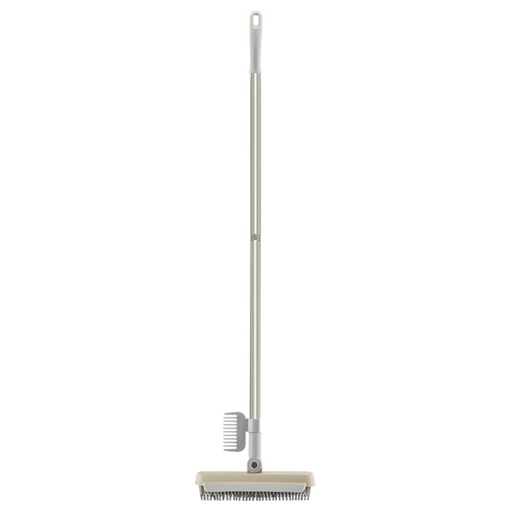 3 in 1 Floor Scrub Brush with Squeegee and Long Handle, 3 in 1 Silicone