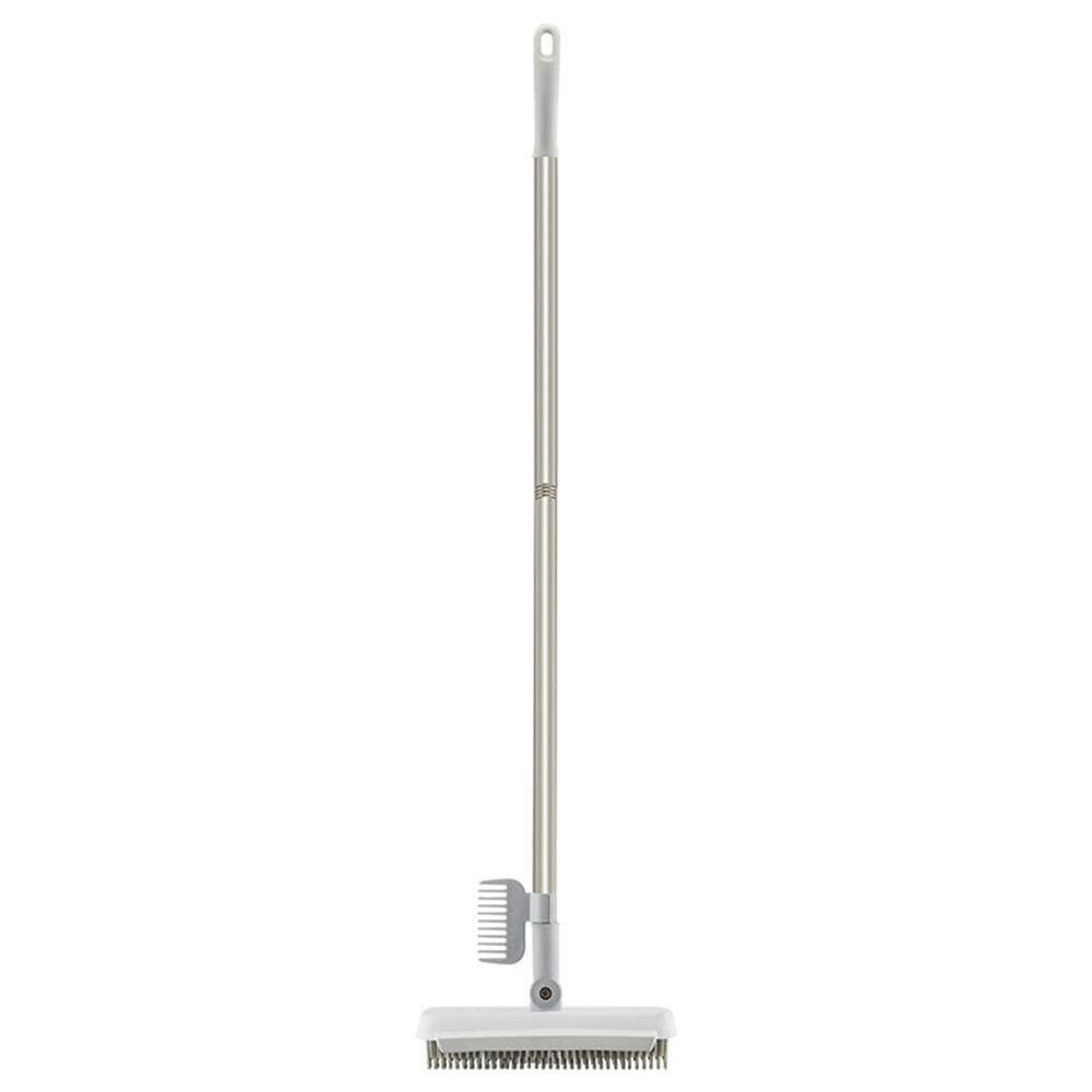 3 in 1 Floor Scrub Brush with Squeegee and Long Handle, 3 in 1 Silicone