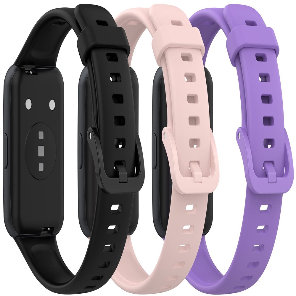 TenCloud 3-Pack Bands for Huawei Band 7 - Waterproof Replacement Strap (Black, Pink, Purple)