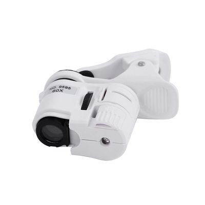 Microscope Accessories Kit 60X Portable Phone Clip Microscope, with LED Light Microscope Slides