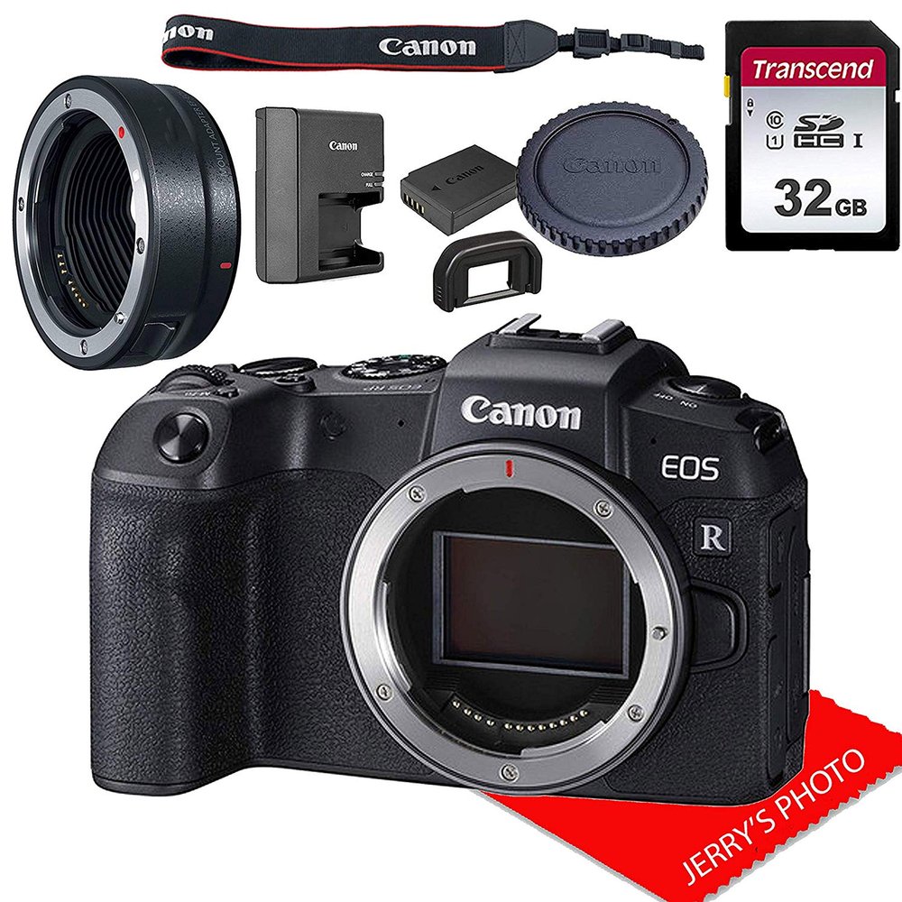Canon EOS RP Mirrorless Camera Body Only (No Lens) W/Mount Adapter EF-EOS R & 32GB Memory Bundle (Renewed)