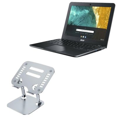 BoxWave Stand and Mount Compatible with Acer Chromebook 311 (C722) - Executive VersaView Laptop Stand, Ergonomic Adjustable Viewing Angle Metallic Riser - Metallic Silver