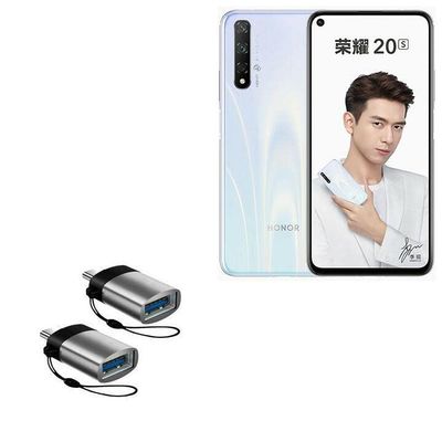 BoxWave Cable Compatible with Honor 20S - USB-C to A PortChanger (2-Pack), USB Type-C OTG USB Portable Keychain - Slate Black