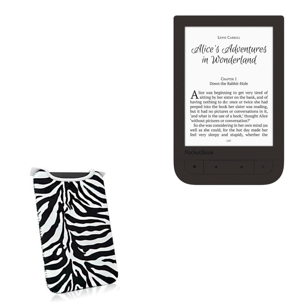 BoxWave Case Compatible with Pocketbook Touch HD 2 - Zebra Plush SlipSuit, Animal Print Padded Soft Sleeve