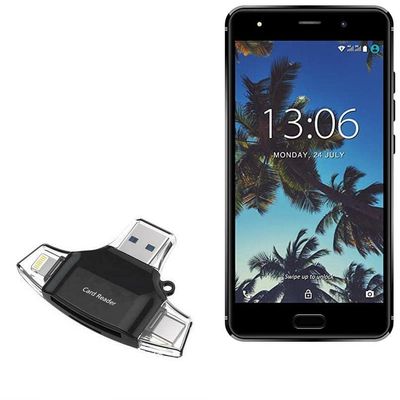BoxWave Smart Gadget Compatible with CellAllure Cool pro - AllReader SD Card Reader, microSD Card Reader SD Compact USB - Jet Black