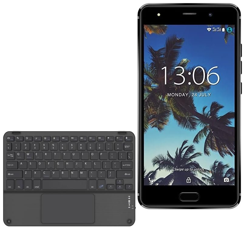 BoxWave Keyboard Compatible with CellAllure Cool pro - SlimKeys Bluetooth Keyboard with Trackpad, Portable Slim TouchPad - Jet Black