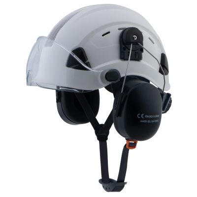 LOHASPRO Hard Hat Safety Helmet with Visor and Ear Muffs,Arborist Forestry Helmet Garden Tree Cutting Logging Wood Chopping Chainsaw Work Construction Hardhat(L91 White+Clear Visor+Earmuff)