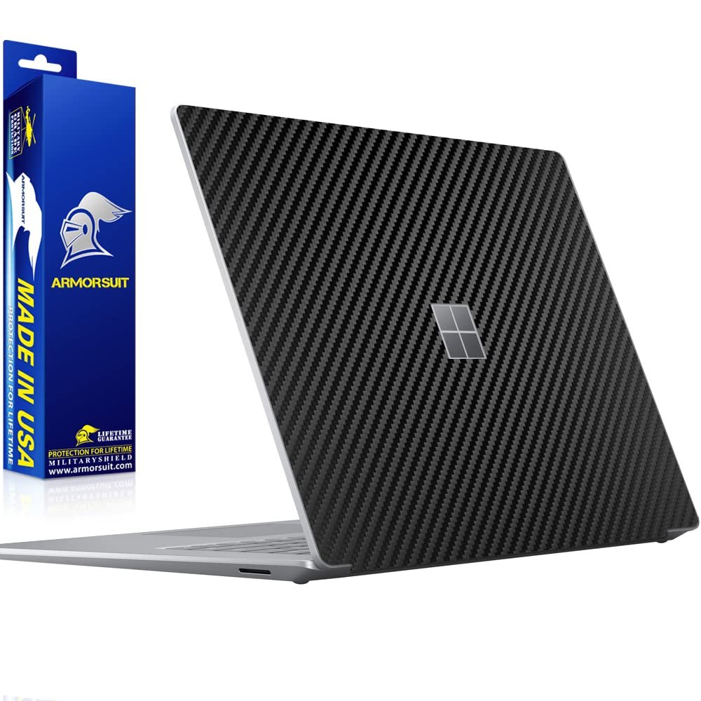 ArmorSuit MilitaryShield Black Carbon Fiber Skin Vinyl Wrap for Microsoft Surface Laptop 4 / Surface Laptop 3 (13.5 inch) - Anti-Bubble Film