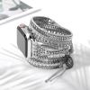 Boho Watch Band Compatible with Apple Watch Band Bracelet for Women Men 44mm 42mm 45mm 49mm - Handmade Crystal Beaded Wrap Apple Watch Strap for Iwatch Band Series 9 8 7 6 SE Ultra 2 5 4 3 2 1 Silver view 2