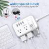 15ft Extension Cord and 25ft Extension Cord Bundle, 6 Outlets Power Strip with 4 USB Ports, NTONPOWER Flat Plug Extension Cord, Overload Protection, Wall Mount for Travel, Home Office, Dorm, Nightstan view 3
