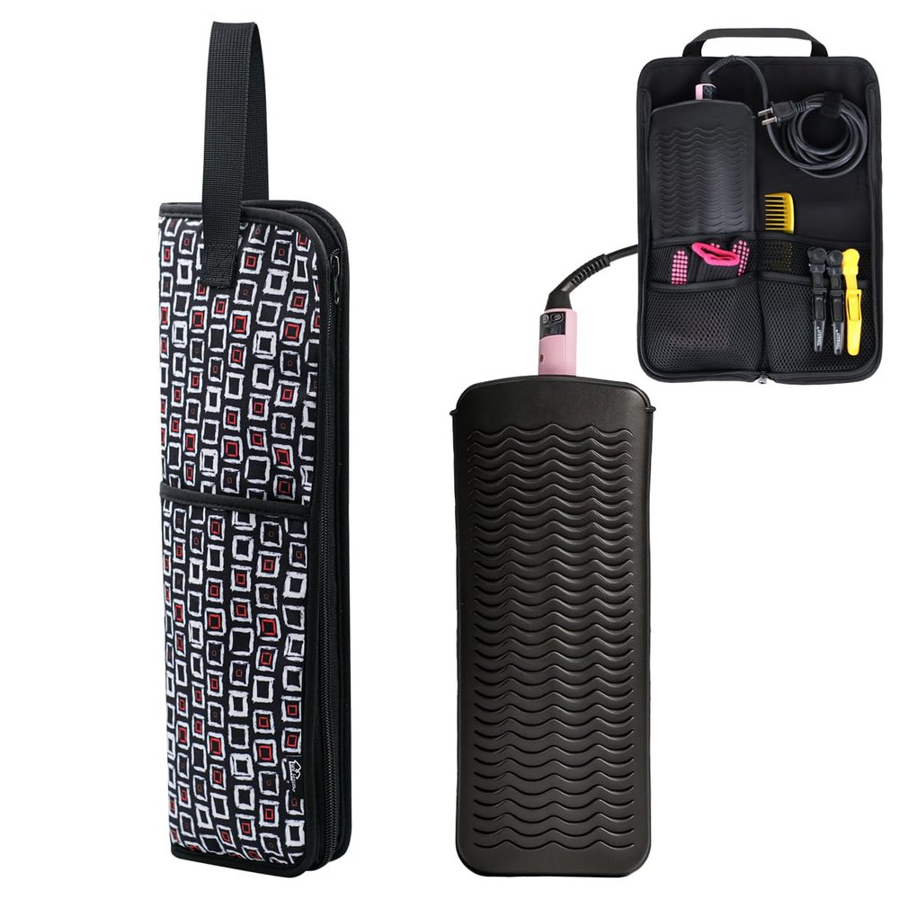WK IEASON Hair Tool Travel Bag with Heat Resistant Mat for Hair Tools