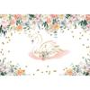 DORCEV 12x8ft Swan Princess Backdrop for Birthday Baby Shower Party Decorations White Swan Backdrop Background Glitter Rustic Floral Pink Flowers Gold Crown Girls Party Banner Photo Booth Props view 1