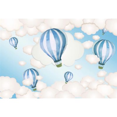 DORCEV 10x7ft Hot Air Balloon Backdrop Kids Birthday Party Newborn Boy Baby Shower Blue Sky and White Clouds Photography Background Children Portrait Cartoon Cake Table Banner Photo Studio Props