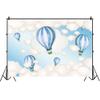DORCEV 10x7ft Hot Air Balloon Backdrop Kids Birthday Party Newborn Boy Baby Shower Blue Sky and White Clouds Photography Background Children Portrait Cartoon Cake Table Banner Photo Studio Props view 2