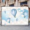 DORCEV 10x7ft Hot Air Balloon Backdrop Kids Birthday Party Newborn Boy Baby Shower Blue Sky and White Clouds Photography Background Children Portrait Cartoon Cake Table Banner Photo Studio Props view 3