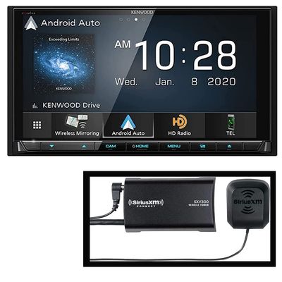 Kenwood - 7" - Android Auto/Apple CarPlay - Built-in Bluetooth - in-Dash CD/DVD/DM Receiver - Black | Plus SiriusXM SXV300v1 Connect Vehicle Tuner Kit for Satellite Radio (Renewed)