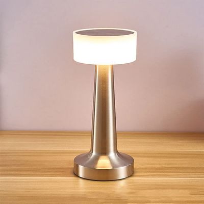 Leroxo Portable LED Table Lamp, 3 Color Touch Control Rechargeable, 3-Levels Brightness, Silver