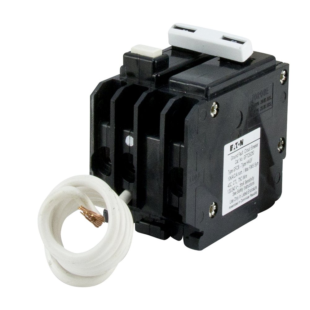 2 Set Eaton GFTCB250 Plug-On Mount Type GFTCB Ground Fault Circuit Breaker 2-Pole 50 Amp 120/240 Volt AC