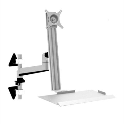 TOMYEUS Monitor Arm Wall Mounted Monitor Stand, Industrial Equipment Monitor Stand with Foldable Keyboard Tray, Adjustable Sit-Stand Workstation, VESA 75x75,100x100mm Monitor Stand