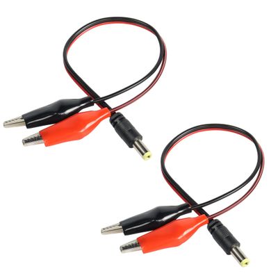 GELRHONR DC 5521 5.5x2.1mm Male to Dual Alligator Clips Power Adapter Cable,Two Alligator Clips DC Adapter Cables for LED Strip Light,Portable CCTV Security, Camera Lightin - 2 Pcs