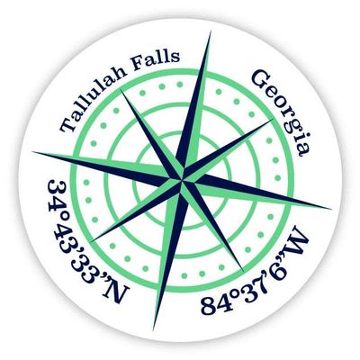 Tallulah Falls Georgia 2-Inch Vinyl Decal Sticker Latitude Longitude Compass Design