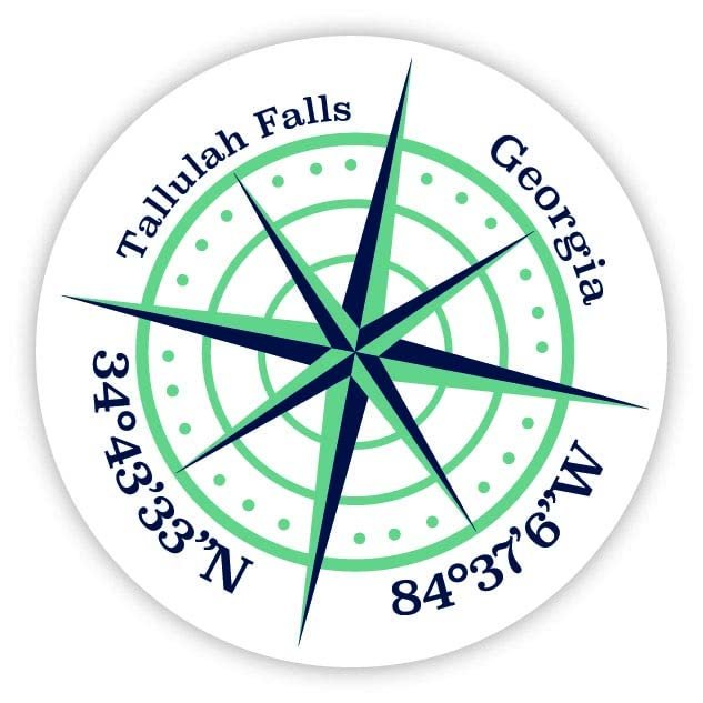 Tallulah Falls Georgia 2-Inch Vinyl Decal Sticker Latitude Longitude Compass Design