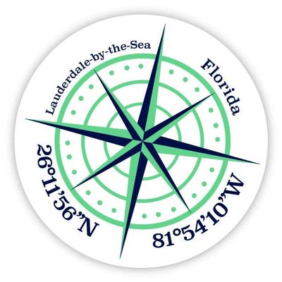 Lauderdale-by-The-Sea Florida 2-Inch Vinyl Decal Sticker Latitude Longitude Compass Design