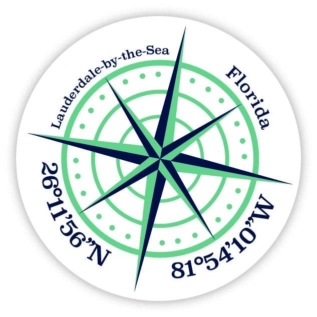 Lauderdale-by-The-Sea Florida 2-Inch Vinyl Decal Sticker Latitude Longitude Compass Design