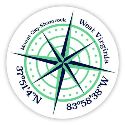 Mount Gay-Shamrock West Virginia 2-Inch Vinyl Decal Sticker Latitude Longitude Compass Design