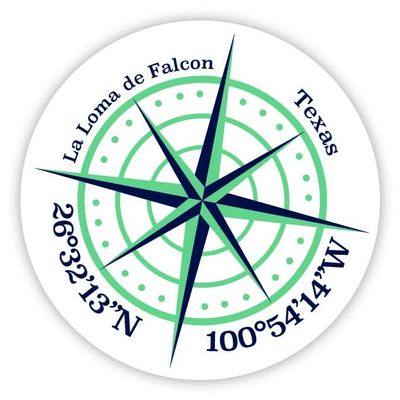 La Loma de Falcon Texas 2-Inch Vinyl Decal Sticker Latitude Longitude Compass Design