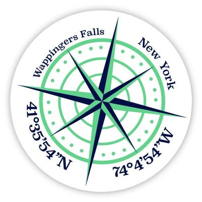 Wappingers Falls New York 2-Inch Vinyl Decal Sticker Latitude Longitude Compass Design