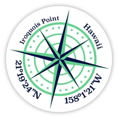 Iroquois Point Hawaii 2-Inch Vinyl Decal Sticker Latitude Longitude Compass Design