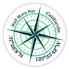 Half Moon Bay California 2-Inch Vinyl Decal Sticker Latitude Longitude Compass Design view 1