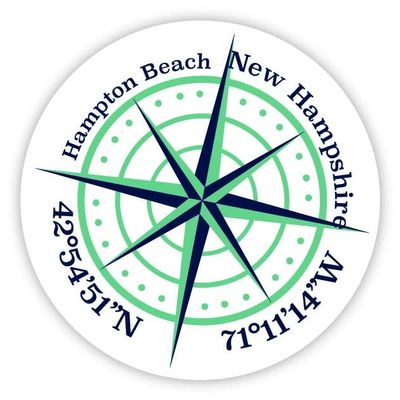 Hampton Beach New Hampshire 2-Inch Vinyl Decal Sticker Latitude Longitude Compass Design