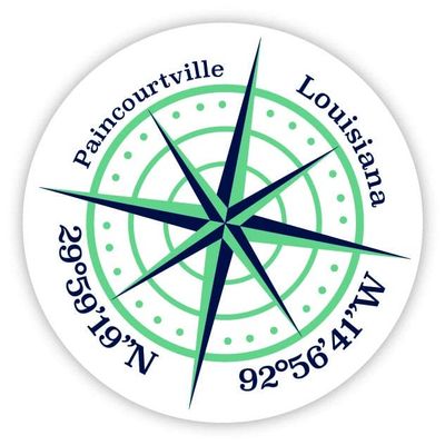 Paincourtville Louisiana 2-Inch Vinyl Decal Sticker Latitude Longitude Compass Design