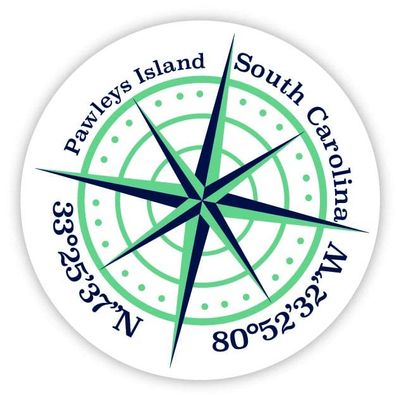 Pawleys Island South Carolina 2-Inch Vinyl Decal Sticker Latitude Longitude Compass Design