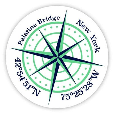 Palatine Bridge New York 2-Inch Vinyl Decal Sticker Latitude Longitude Compass Design