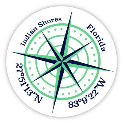 Indian Shores Florida 2-Inch Vinyl Decal Sticker Latitude Longitude Compass Design