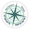 San Carlos I Texas 2-Inch Vinyl Decal Sticker Latitude Longitude Compass Design view 1
